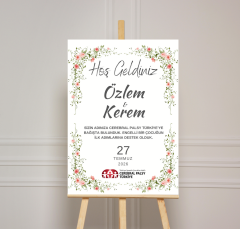 Nikah Davetli Karşılama Panosu - Çiçek Salkımı