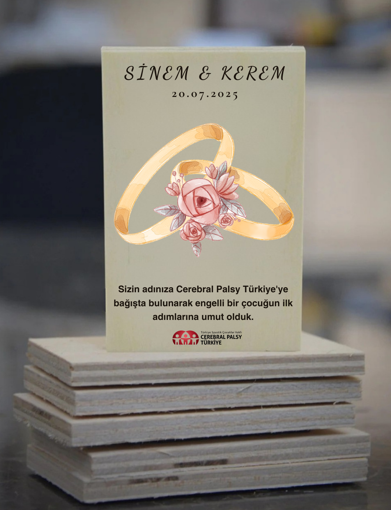 Ahşap Nikah Magneti - Alyans