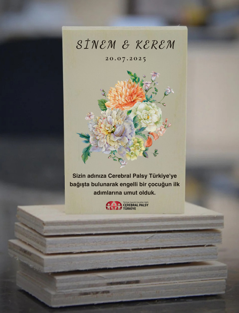 Ahşap Nikah Magneti - Bahar Buketi