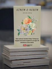 Ahşap Nikah Magneti - Bahar Buketi