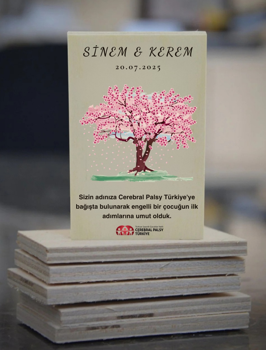 Ahşap Nikah Magneti - Erken Sakura