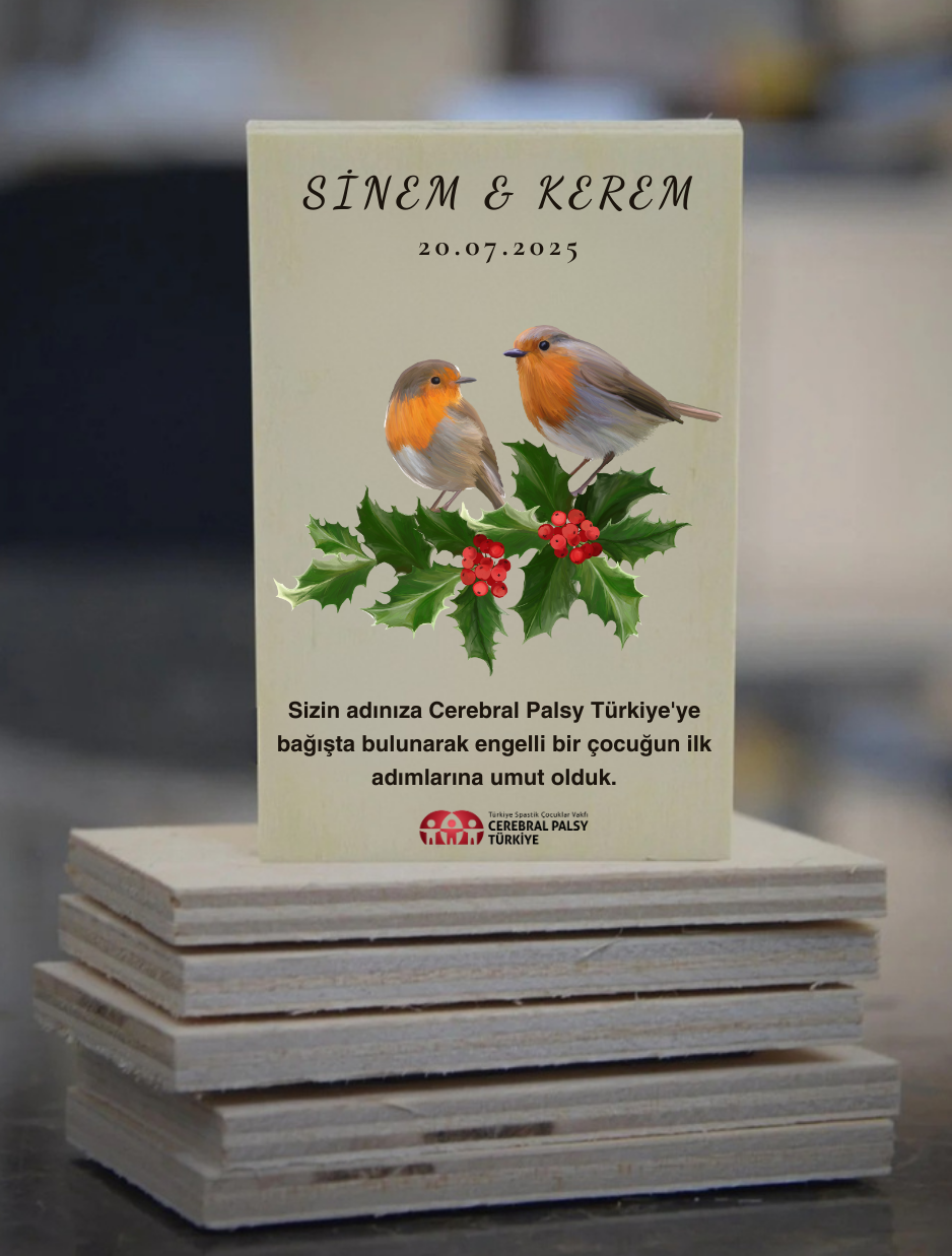 Ahşap Nikah Magneti - Kızıl Gerdan