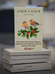 Ahşap Nikah Magneti - Kızıl Gerdan
