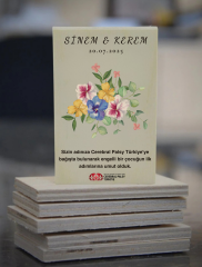 Ahşap Nikah Magneti - Orman Çiçekleri