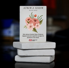 Taş Nikah Magneti - Turuncu Çiçek Buketi