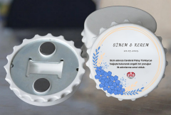 Açacak Nikah Magneti - Mavi Çiçek Çemberi