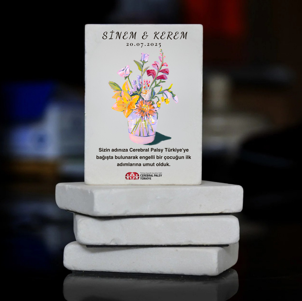 Taş Nikah Magneti - Çiçek Vazosu